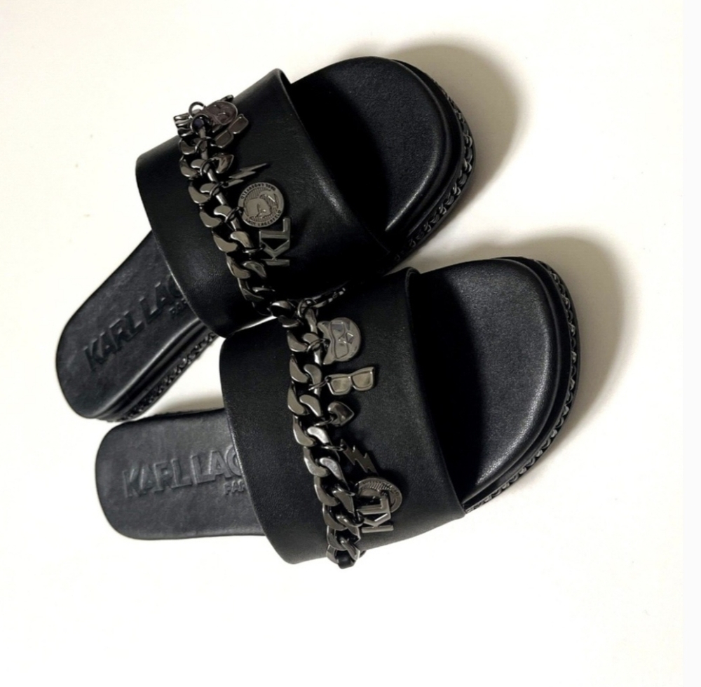 Karl Lagerfeld Black Slide Sandals